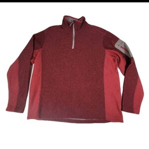 Orvis Mens R65 Fleece 1/4 Zip Pullover Jacket Burgendy Siz XL Arm Zip Pocket EUC
